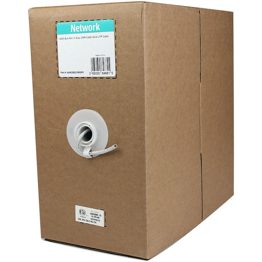 StarTech Bulk Cat 5e Ethernet Cable - 1000 Ft. (304,8m) - Solid - Cmr-rated - Gray - Taa Compliant (WIRC5ECMRGRY)