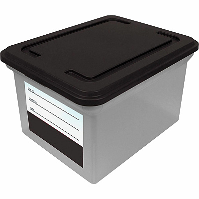 Advantus Clear Base File Tote with Lid and Label (AVT55802)