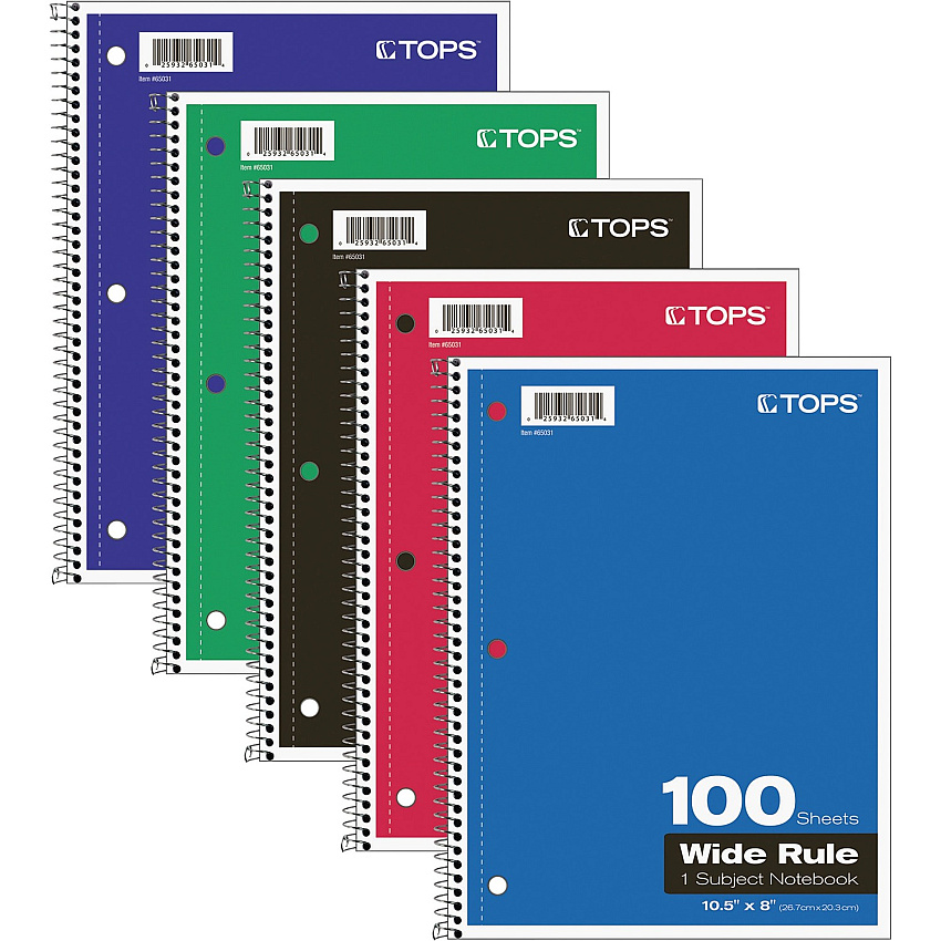 TOPS Wide Rule 1-subject Spiral Notebook (TOP65031)
