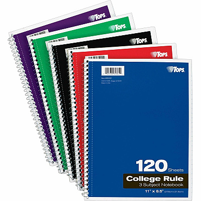 TOPS 3 - subject College Ruled Notebook - Letter (TOP65361)