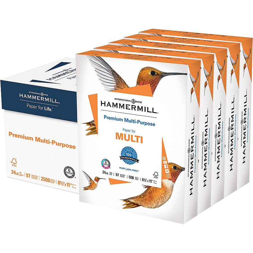 Hammermill Premium Multipurpose Paper- 5 Ream - White (HAM105810)