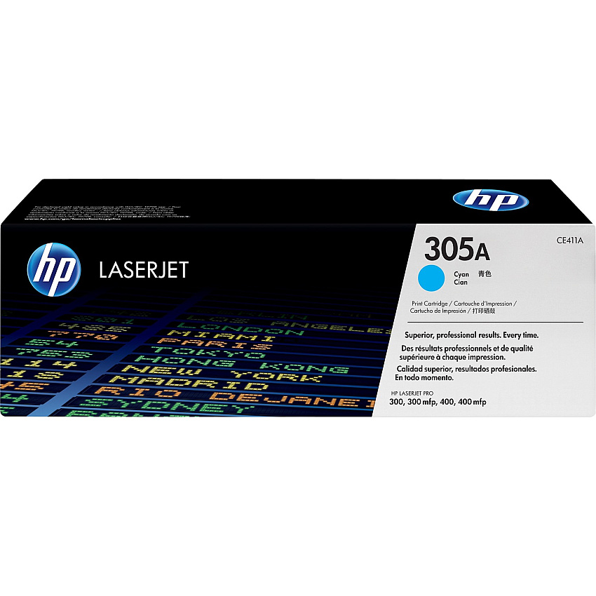 HP 305A (HEWCE411A) Original Standard Yield Laser Toner Cartridge - Single Pack - Cyan - 1 Each