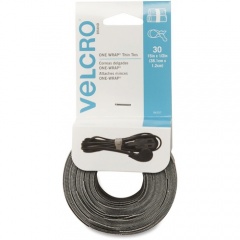 Velcro ONE-WRAP Thin Ties 15in x 1/2in Ties Gray & Black 30 ct (94257)