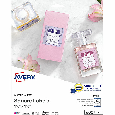 Avery Matte White Square Labels1½" x 1½" (AVE22805)