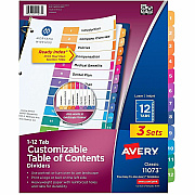 Avery Dividers, 12 Tabs, Ready Index (3 Sets of 11073)