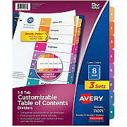 Avery Dividers, 8 Tabs, Ready Index (3 Sets of 11071)