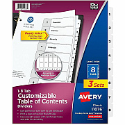 Avery Dividers, 8 Tabs, Ready Index (3 Sets of 11076)