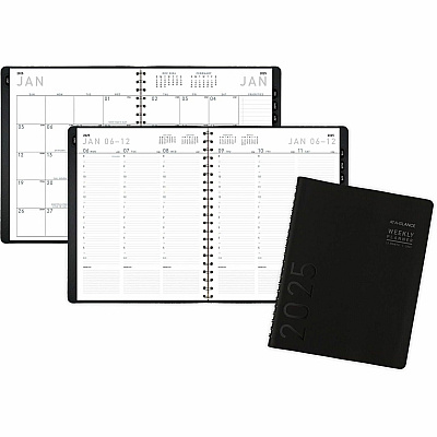AT-A-GLANCE Contemporary Weekly/Monthly Planner, Vertical-Column Format, 11 x 8.25, Black Cover, 12-Month (Jan to Dec): 2026 (70950X05)