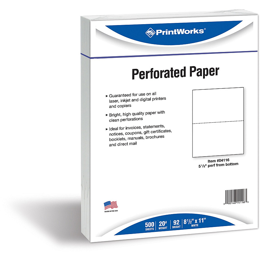 PrintWorks Professional Pre-Perforated Paper for Statements, Tax Forms, Bulletins, Planners & More (PRB04116)