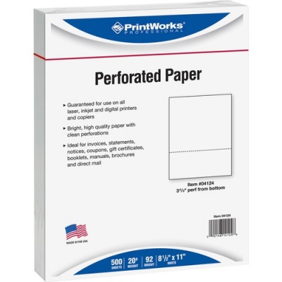 PrintWorks Professional Pre-Perforated Paper for Invoices, Statements, Gift Certificates & More (04124)