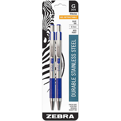 Zebra STEEL 3 Series G-301 Retractable Gel Pen (ZEB41322)