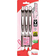 Pentel EnerGel Pink BCA Ribbon RTX Liquid Gel Pens (PENBL77ABP3ABC)