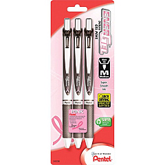 Pentel EnerGel Pink BCA Ribbon RTX Liquid Gel Pens (PENBL77ABP3ABC)