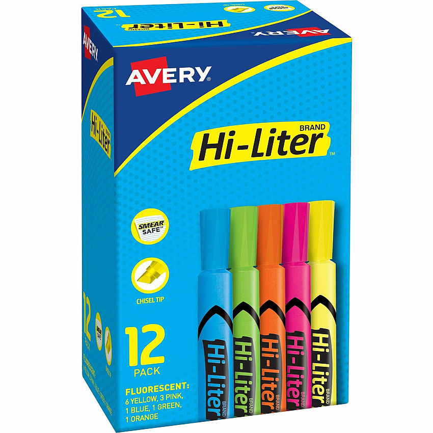 Avery Hi-Liter Desk-Style Highlighters (AVE98034)