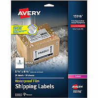 Avery 5-1/2" x 8-1/2" Labels, Ultrahold, 20 Labels (AVE15516)