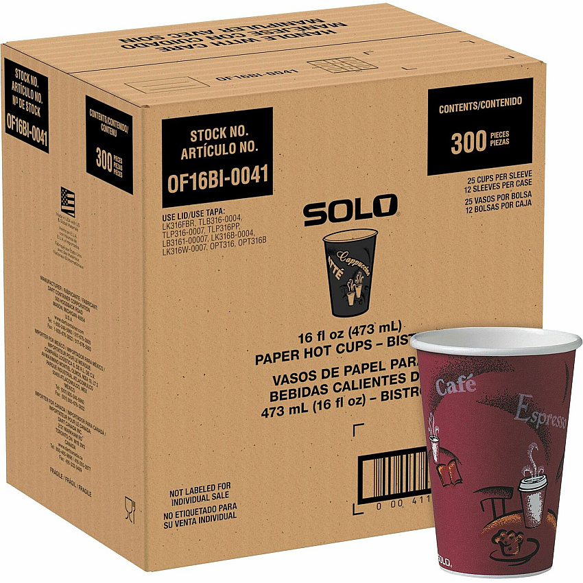 Solo 16 oz Bistro Design Hot Cups (SCCOF16BI0041)