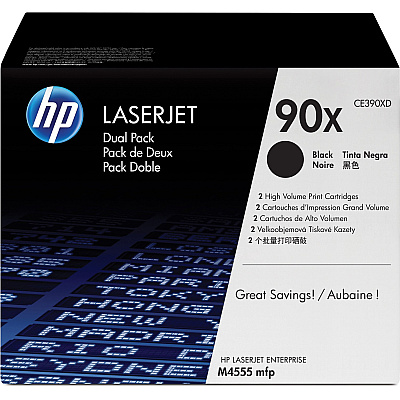 HP 90X (HEWCE390XD) Original Laser Toner Cartridge - Dual Pack - Black - 2 / Carton