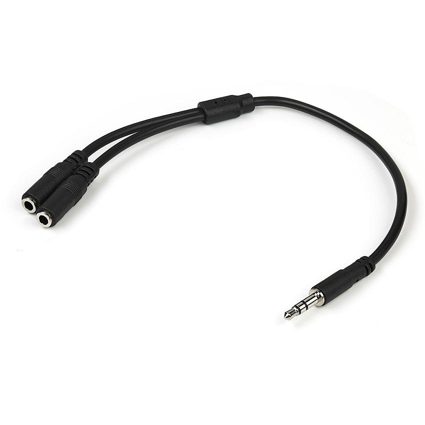 StarTech Slim Stereo Splitter Cable - 3.5mm Male To 2x 3.5mm Female (MUY1MFFS)