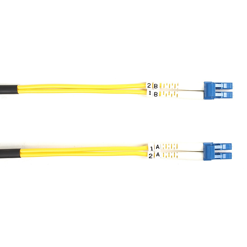 Black Box Os2 9/125 Singlemode Fiber Optic Patch Cable - Ofnr Pvc, Lc To Lc, Yellow, 5-m (16.4-ft.) (FOSM005MLCLC)