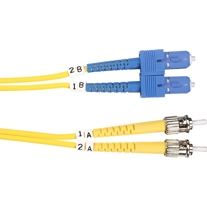 Black Box Os2 9/125 Singlemode Fiber Optic Patch Cable - Ofnr Pvc, St To Sc, Yellow, 5-m (16.4-ft.) (FOSM005MSTSC)