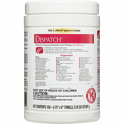 Dispatch Hospital Cleaner Disinfectant Towels with Bleach (CLO69150EA)