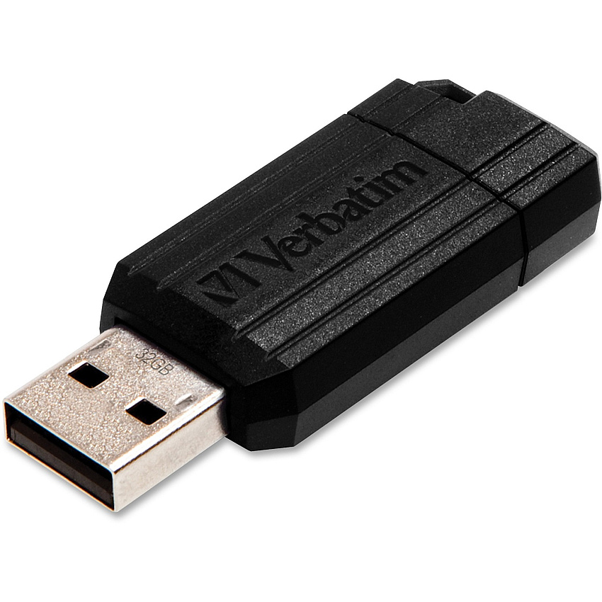 Verbatim 32GB PinStripe USB Flash Drive - Black (VER49064)