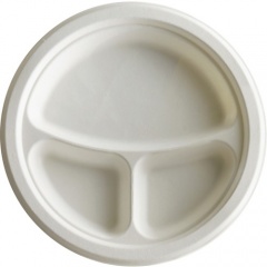 Eco-Products 3-Compartment Sugarcane Fiber Plates (EPP007)