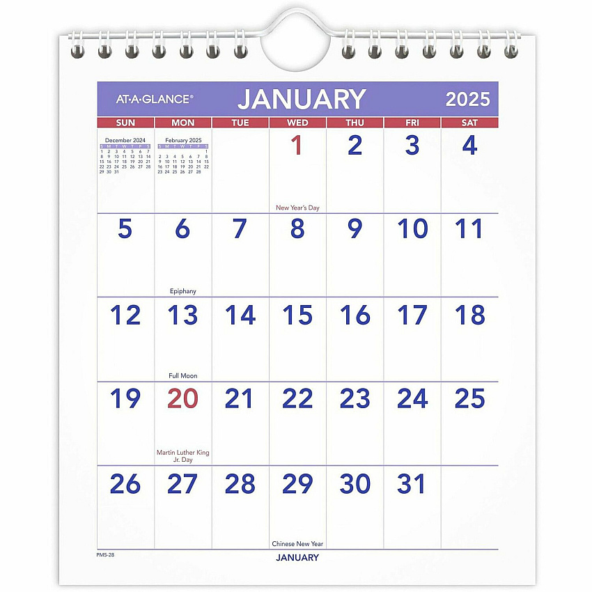 AT-A-GLANCE Mini Monthly Wall Calendar with Fold-Out Easel, 7 x 8, White Sheets, 12-Month (Jan to Dec): 2026 (PM528)