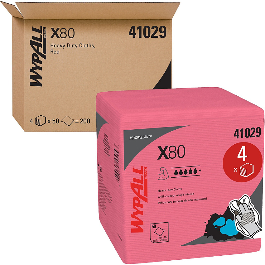Wypall PowerClean X80 Heavy Duty Cloths Extended Use Cloths - Quarter-fold (KCC41029)