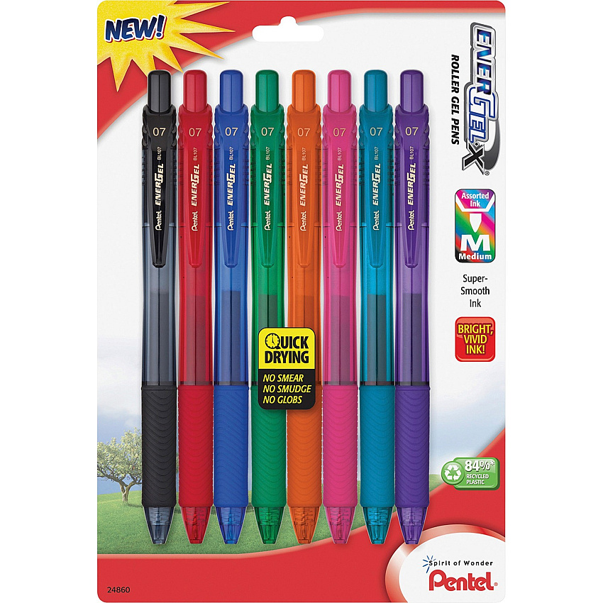 EnerGel EnerGel-X Retractable Gel Pens (PENBL107CRBP8M)