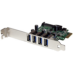 StarTech 4 Port Pci Express Pcie Super Speed Usb 3.0 Controller Card Adapter With Uasp - Sata Power - Usb 3 Pcie Card - 5gbps - Usb 3.0 Pci-e Card (PEXUSB3S4V)