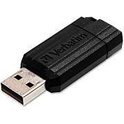 Verbatim 64GB PinStripe USB Flash Drive - Black (VER49065)