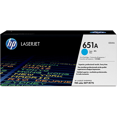 HP 651A (CE341A) Original Laser Toner Cartridge - Single Pack - Cyan - 1 Each