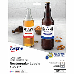 Avery Durable White Rectangle Film Labels4¾" x 3½" (AVE22827)