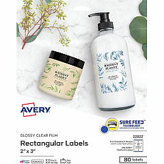 Avery Glossy Clear Rectangle Labels2" x 3" (AVE22822)