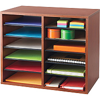 Safco Adjustable 12-Slot Wood Literature Organizer (SAF9420CY)