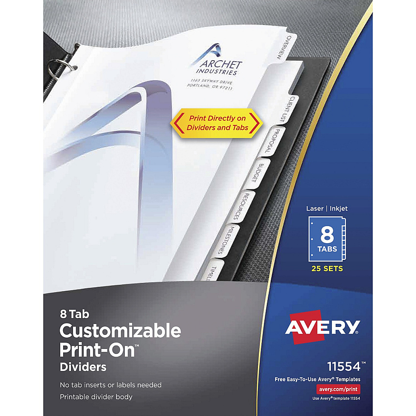 Avery Customizable Print-On Dividers (AVE11554)