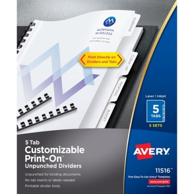 Avery Unpunched Print-On Dividers (11516)