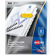 Avery(R) Unpunched Print-On(TM) Dividers, 8 Tabs, 5 Sets (AVE11553)