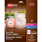 Avery Glossy White Round Labels2½" (AVE22830)