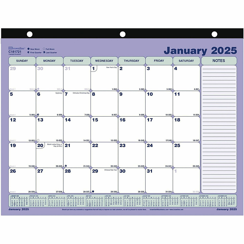 Brownline Monthly Desk Pad Calendar, 11" x 8-1/2" , English (C181721)