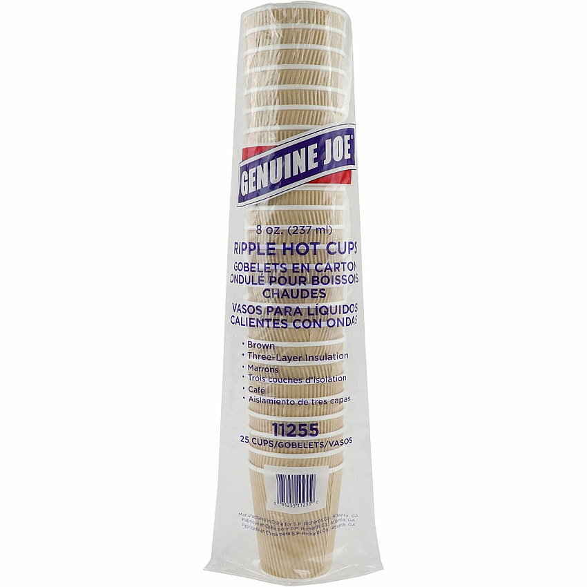 Genuine Joe 8 oz Rippled Hot Cups (GJO11255CT)