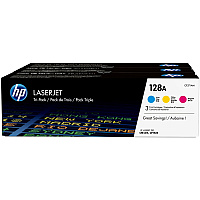 HP 128A (CF371AM) Original Laser Toner Cartridge - Tri-pack - Cyan, Magenta, Yellow - 3 / Carton