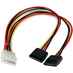 StarTech 12" Lp4 To 2x Sata Power Y Cable Adapter (PYO2LP4SATA)