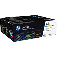 HP 305A CYM (HEWCF370AM) Original Laser Toner Cartridge - Tri-pack - Cyan, Magenta, Yellow - 3 / Carton