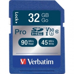 Verbatim 32GB Pro 600X SDHC Memory Card, UHS-1 U3 Class 10 (98047)