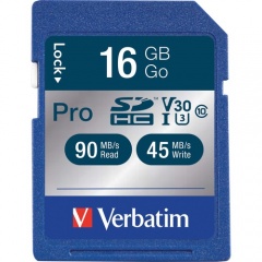 Verbatim 16GB Pro 600X SDHC Memory Card, UHS-1 U3 Class 10 (98046)