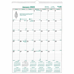 Brownline EcoLogix Monthly Wall Calendar, Twin-Wire Binding, 100% Recycled (C171103)