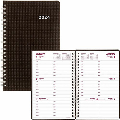 Brownline DuraFlex Weekly Planner, 8 x 5, Black Cover, 12-Month (Jan to Dec): 2026 (CB75VBLK)