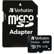 Verbatim 64GB Premium microSDXC Memory Card with Adapter, UHS-I Class 10 (44084)